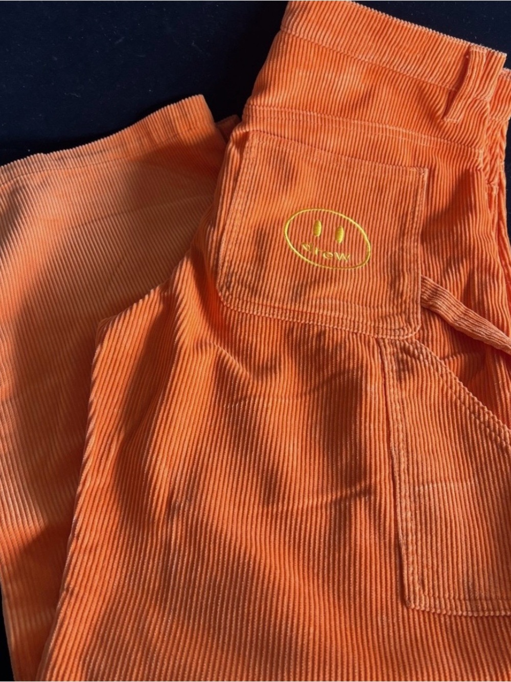 Orange Corduroy Drew House Pants with Smiley Patch